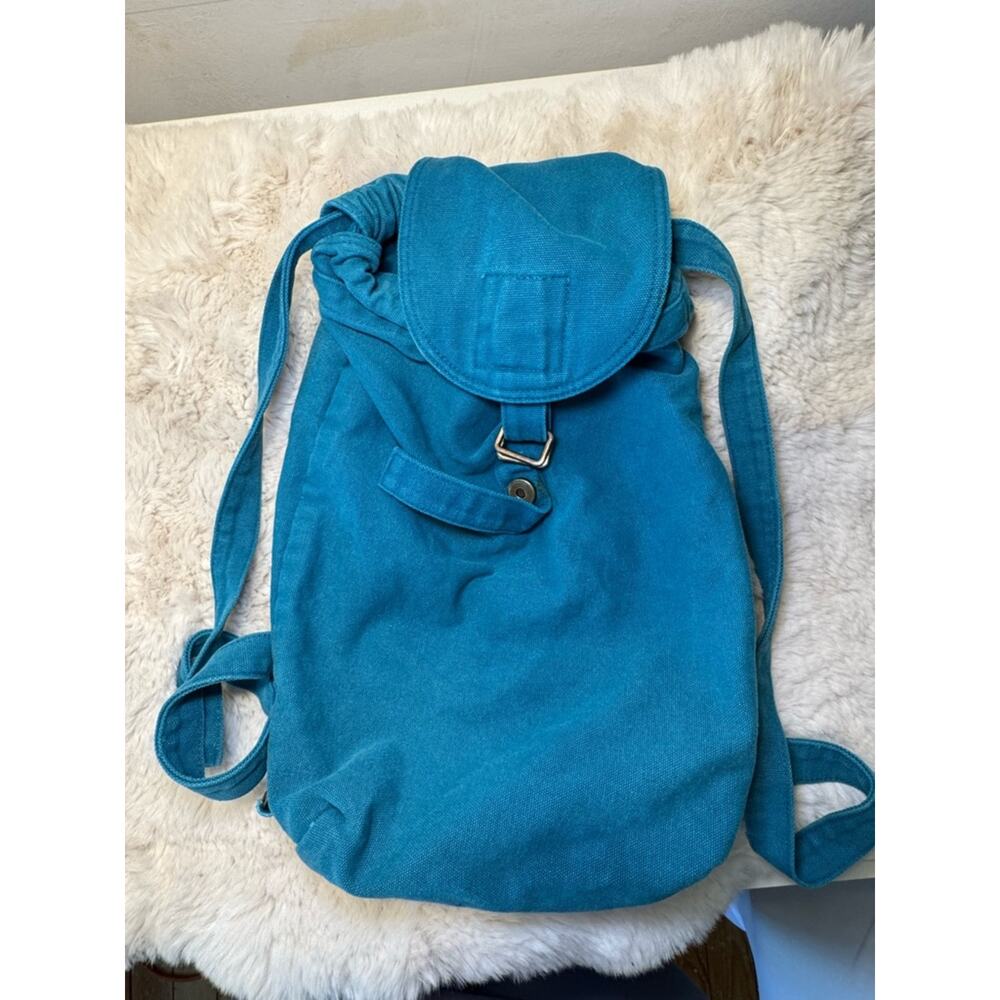 Baggu 100% recycled cotton Teal Canvas Drawstring Backpack - Women